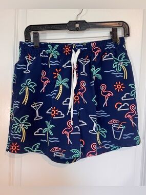 Chubbies Swim Trunks Mens Medium Inseam 5.5 The Neon Flamingo Blue Stretch Lined